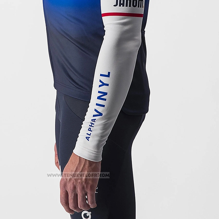 2022 Maillot Cyclisme Deceuninck Quick Step Bleu Blanc Manches Longues et Cuissard